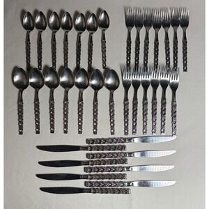 VTG Oneida Deluxe APPLIQUE Stainless Flatware Set 35pc Spoons Forks Knives